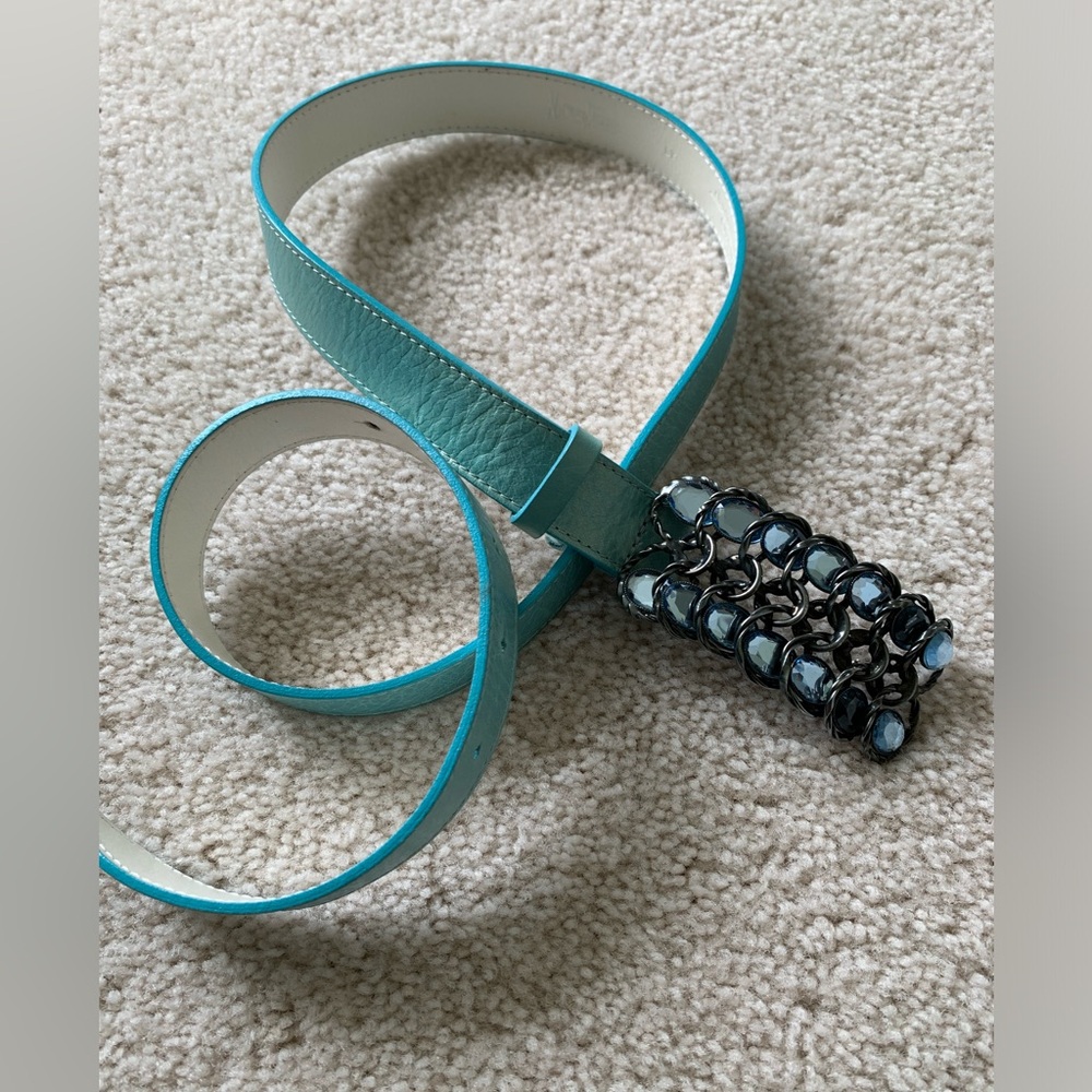 Italian Genuine Leather Belt With Crystal Buckle